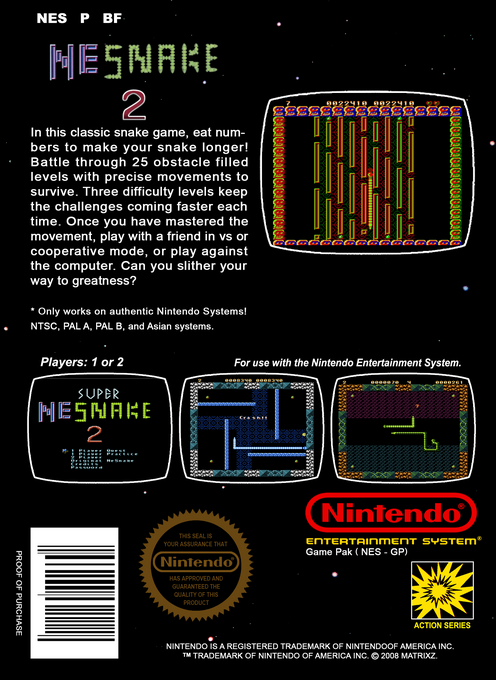 Nesnake 2 (Homebrew) — Box back